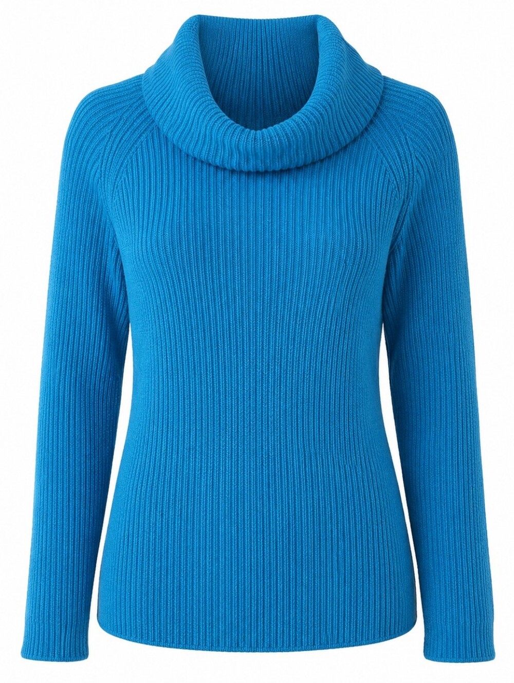 COLDWATER CREEK | Cozy Vibrant Teal Blue Cowl Neck Ribbed‎ Cotton Sweater | M